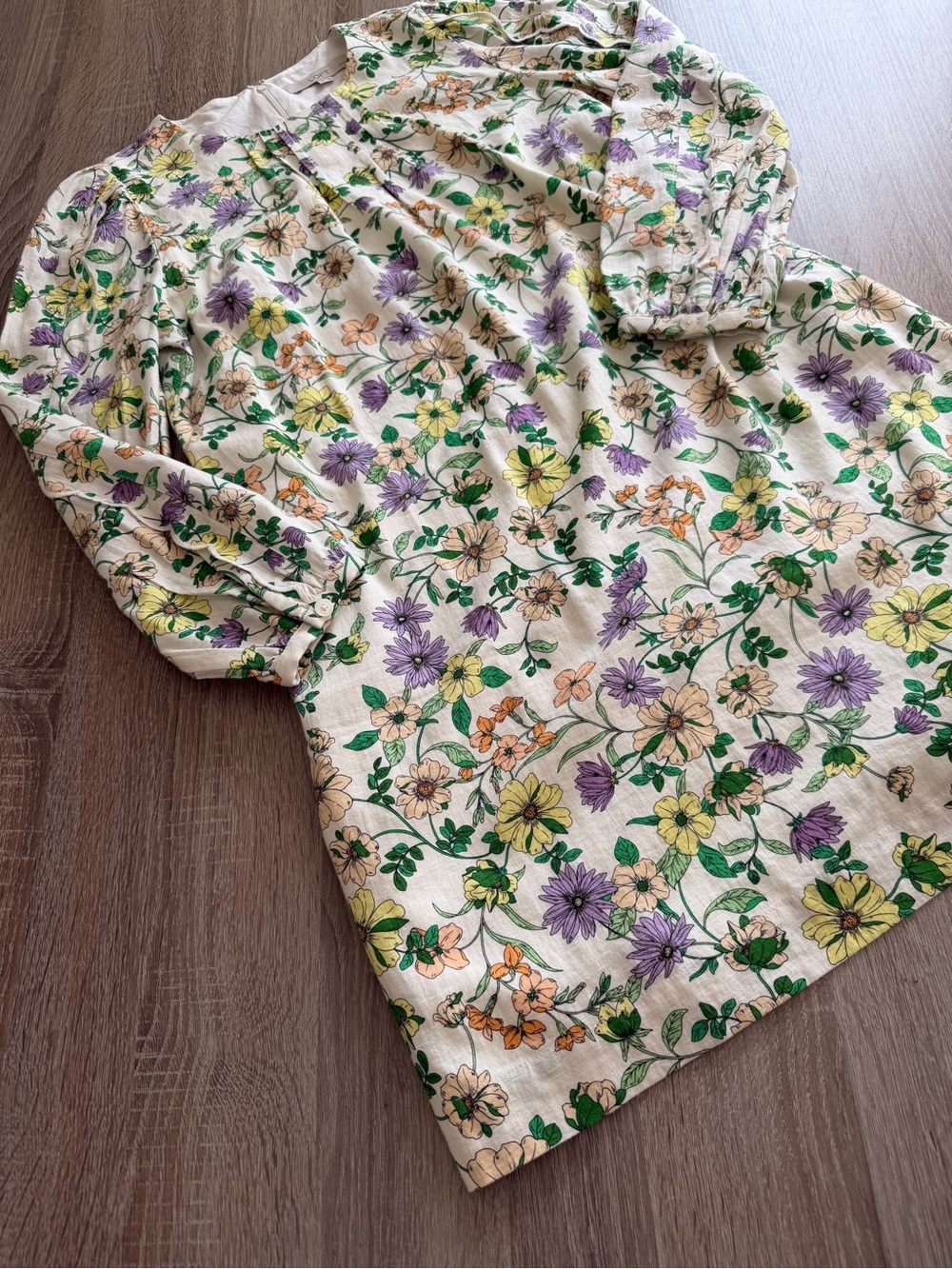 LOFT Floral Long Sleeve Shift Dress Linen Blend Size 8 Petite NWT - Picture 7 of 13